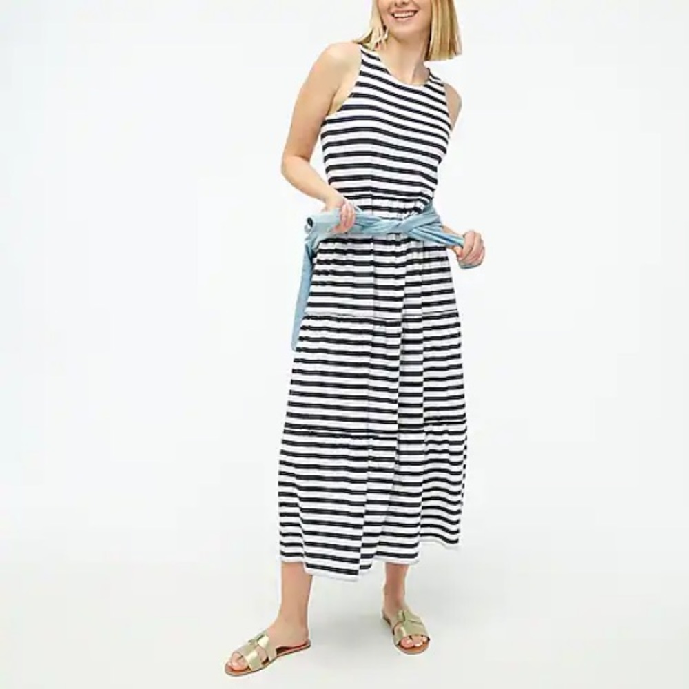NWT J. Crew Factory Striped Tiered Knit Maxi Dress